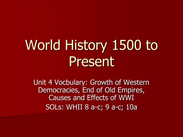 World History 1500 to Present