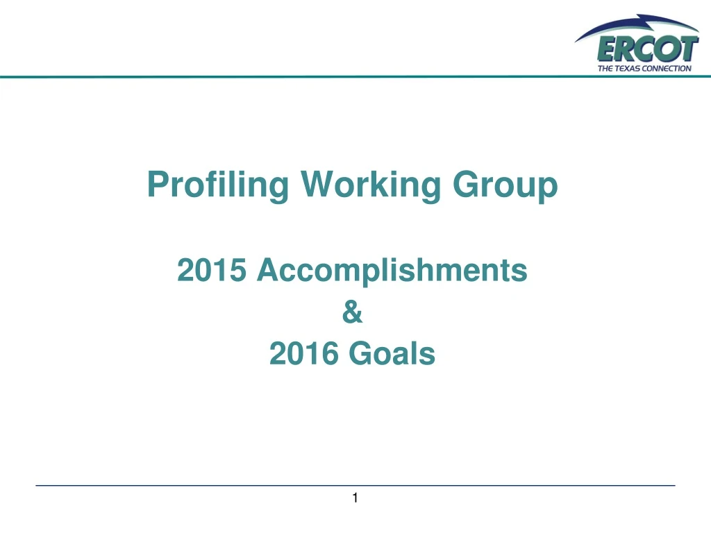 profiling working group 2015 accomplishments 2016