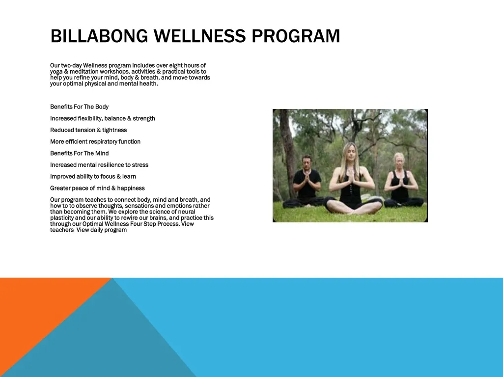 billabong wellness program