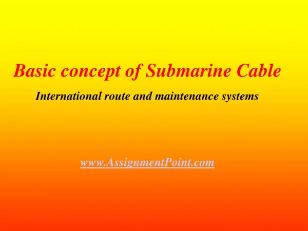 Basic concept of Submarine Cable International route and maintenance systems