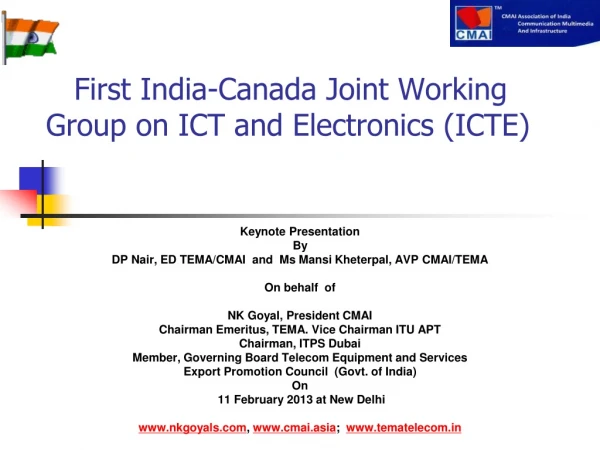 First India-Canada Joint Working Group on ICT and Electronics (ICTE)