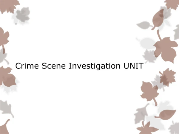 Crime Scene Investigation UNIT