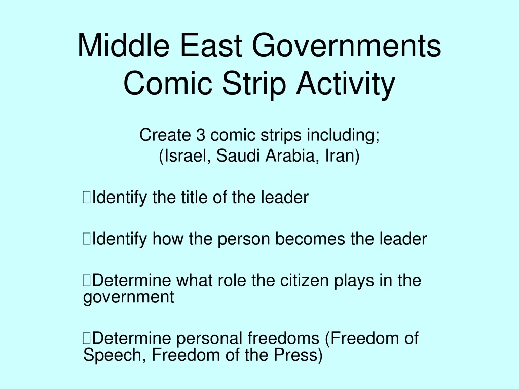 middle east governments comic strip activity