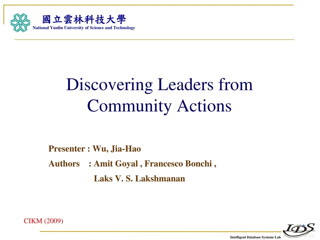 discovering leaders from community actions