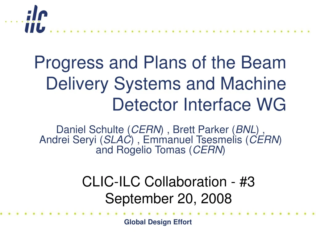 progress and plans of the beam delivery systems and machine detector interface wg