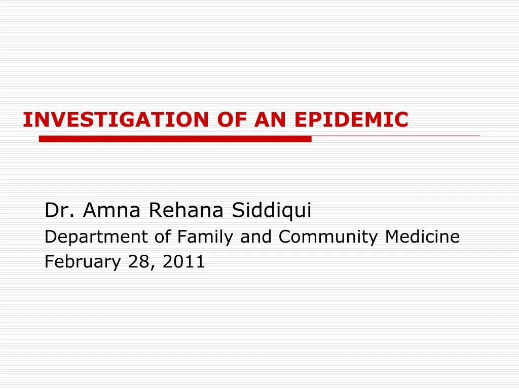 investigation of an epidemic