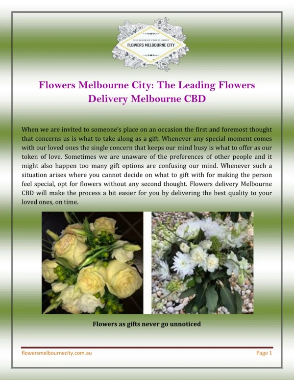 Flowers Melbourne City: The Leading Flowers Delivery Melbourne CBD