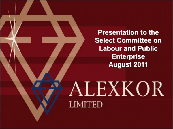 Presentation to the Select Committee on Labour and Public Enterprise August 2011