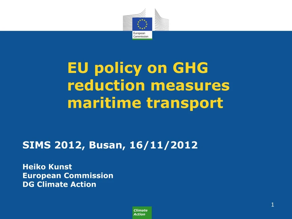 eu policy on ghg reduction measures maritime transport