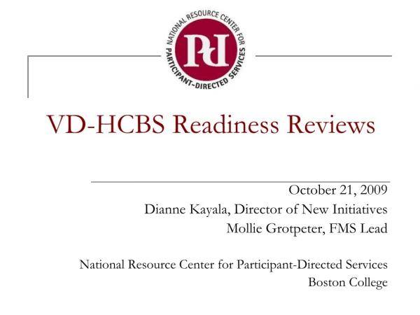 VD-HCBS Readiness Reviews