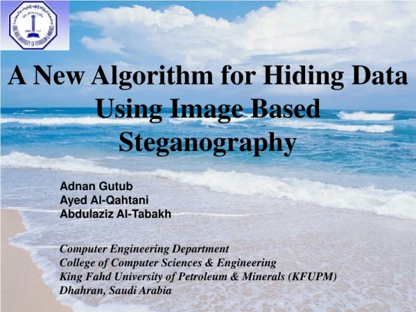A New Algorithm for Hiding Data Using Image Based Steganography