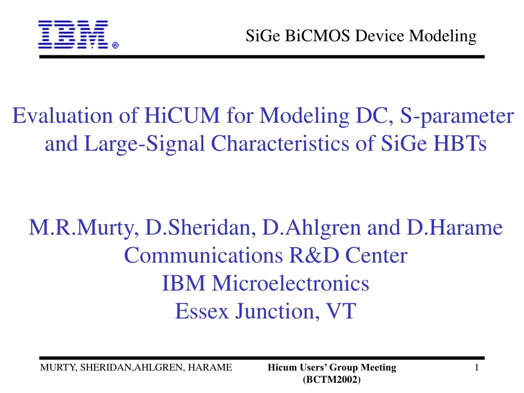 evaluation of hicum for modeling dc s parameter