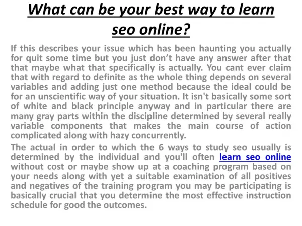 Learn SEO Online
