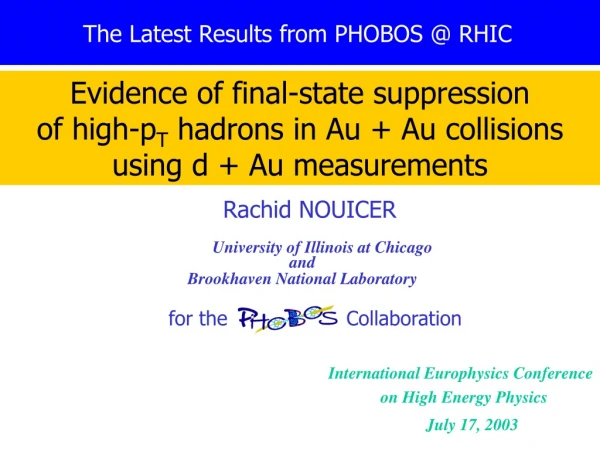 The Latest Results from PHOBOS @ RHIC