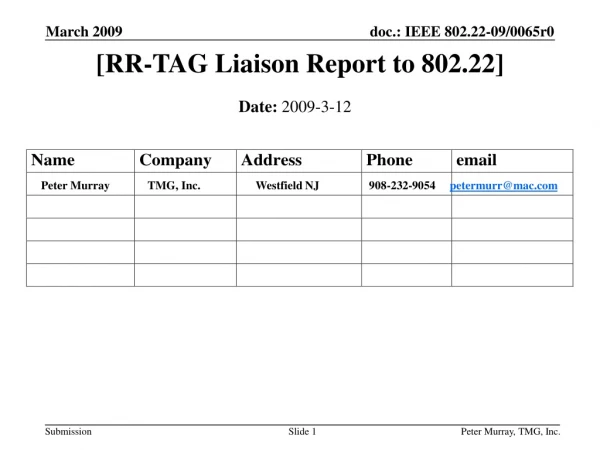[RR-TAG Liaison Report to 802.22]