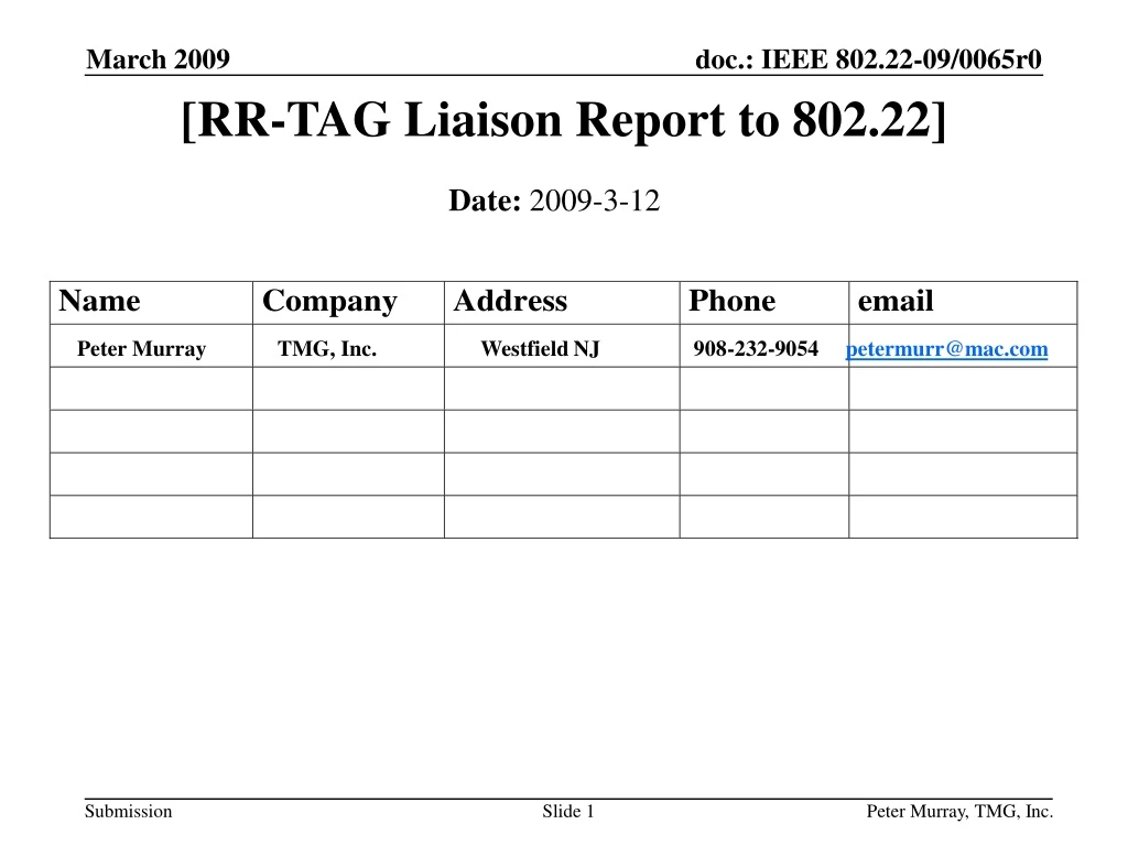 rr tag liaison report to 802 22