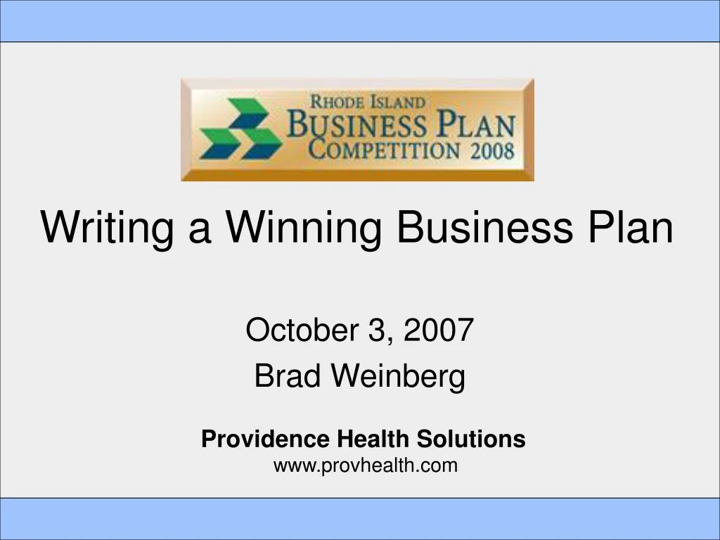 writing a winning business plan