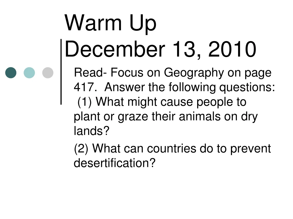 warm up december 13 2010