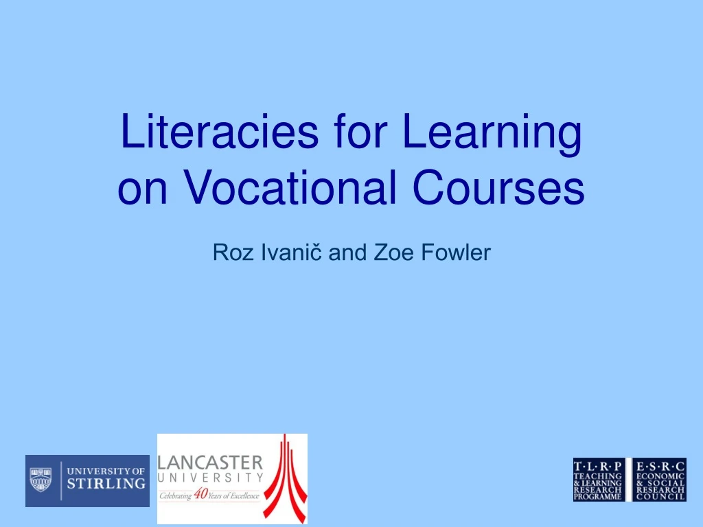 literacies for learning on vocational courses