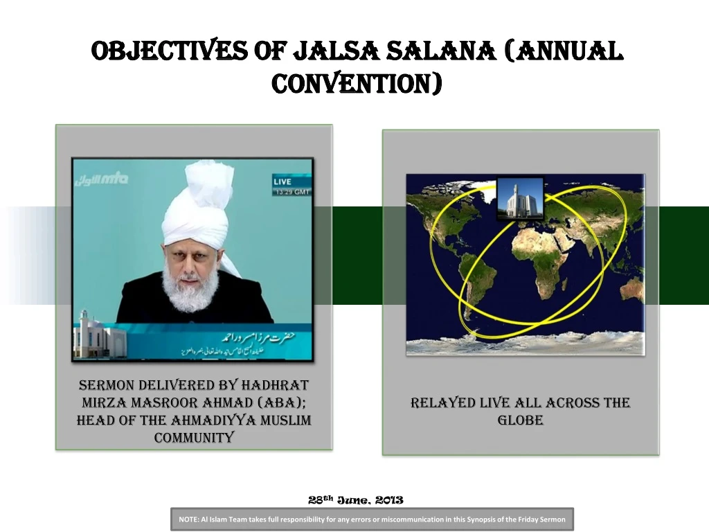 objectives of jalsa salana annual convention