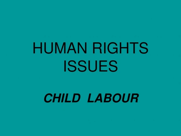 HUMAN RIGHTS ISSUES