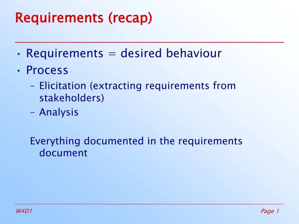 requirements recap
