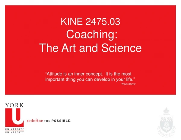 KINE 2475.03 Coaching: The Art and Science
