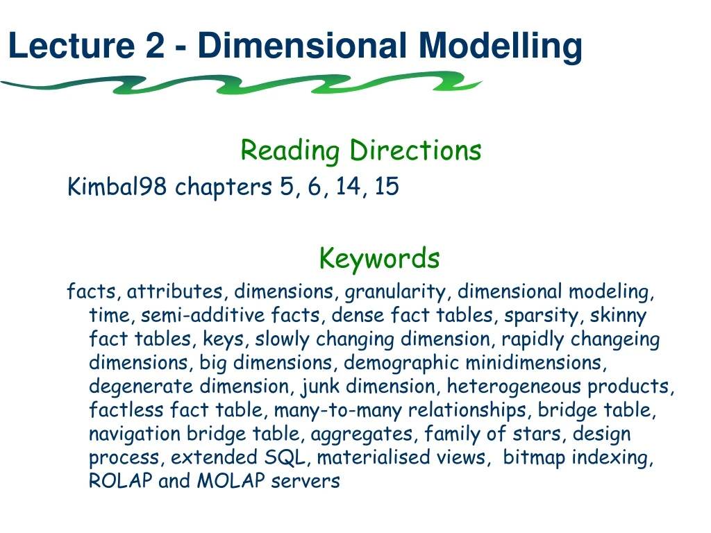 lecture 2 dimensional modelling