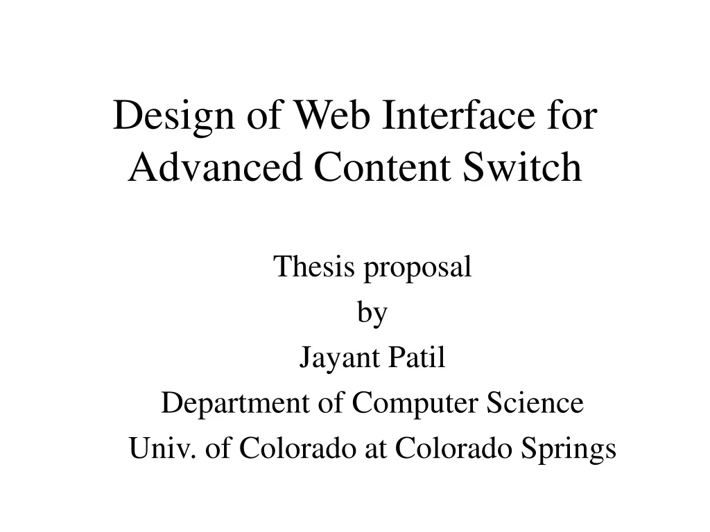 design of web interface for advanced content switch