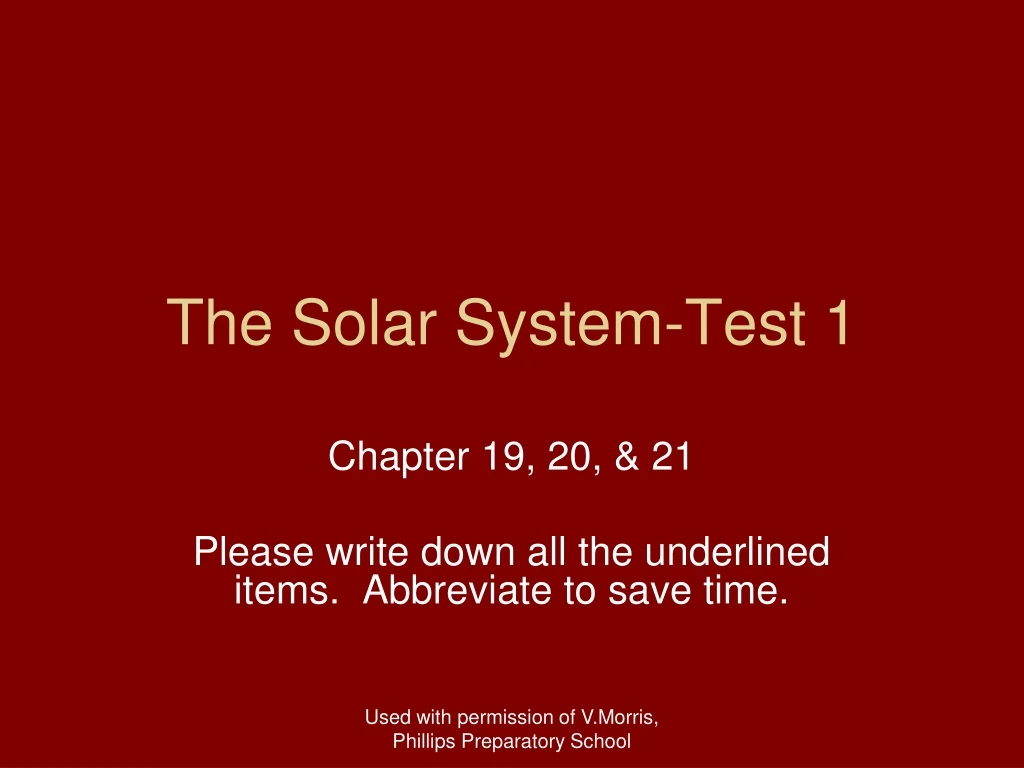 the solar system test 1