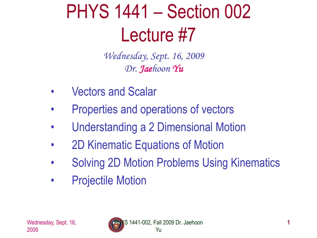 phys 1441 section 002 lecture 7