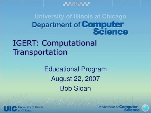 IGERT: Computational Transportation