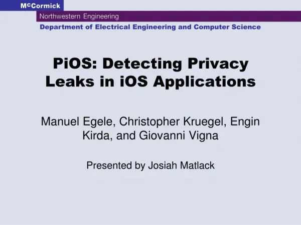 PiOS : Detecting Privacy Leaks in iOS Applications