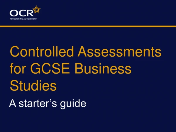 Controlled Assessments for GCSE Business Studies