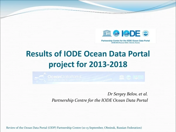 Results of IODE Ocean Data Portal project for 2013-2018