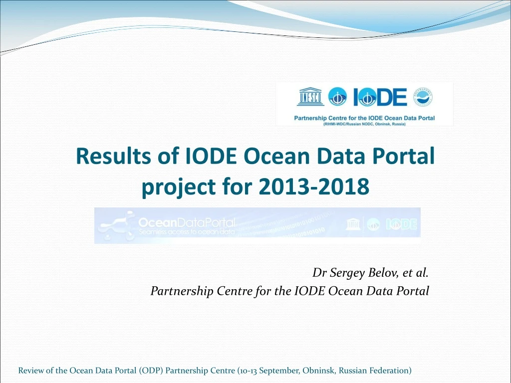 results of iode ocean data portal project