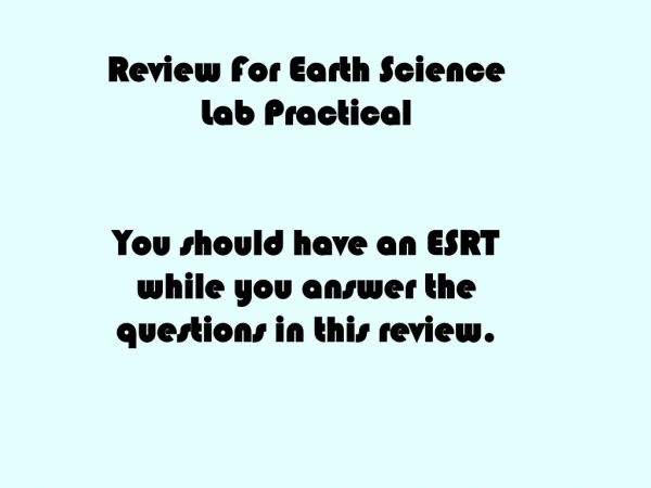 Review For Earth Science Lab Practical
