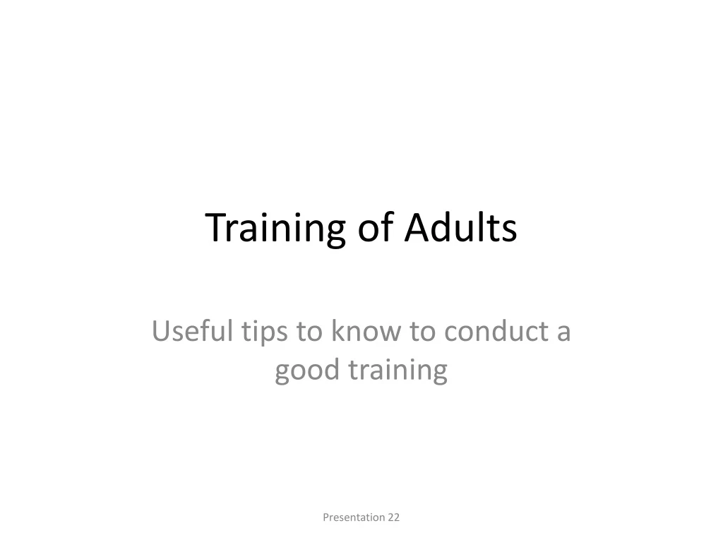 training of adults
