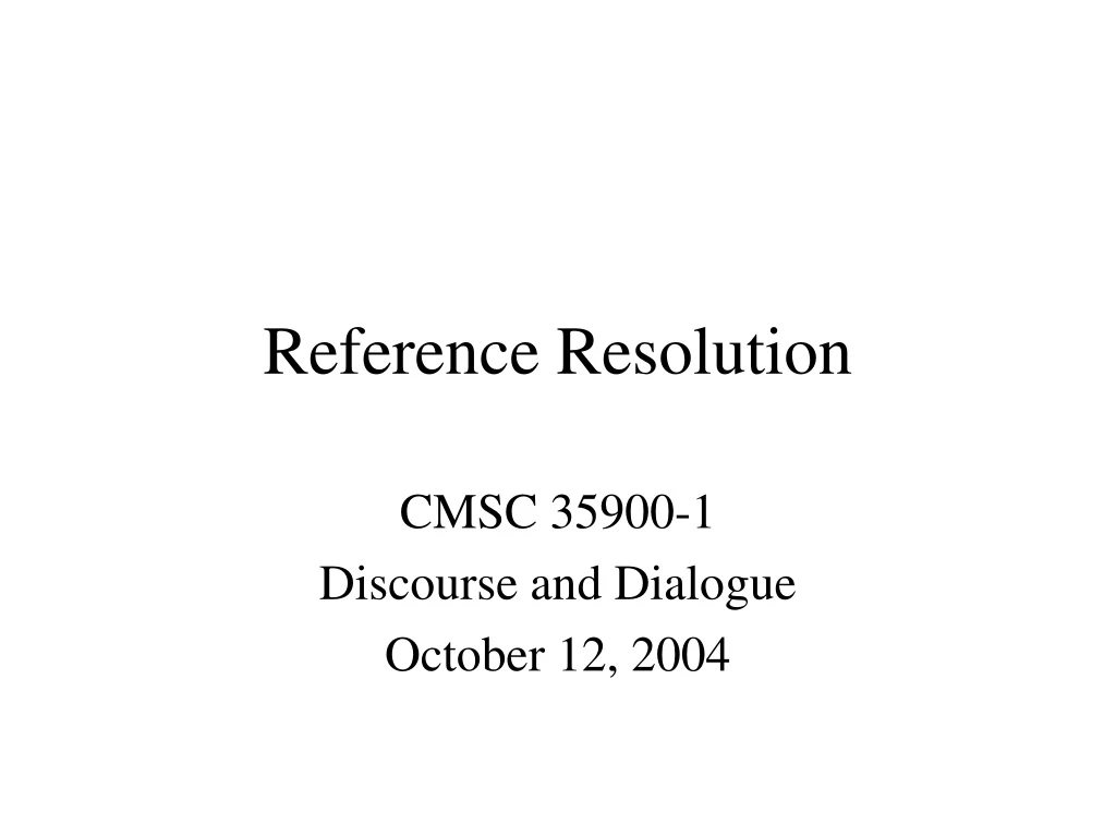 reference resolution