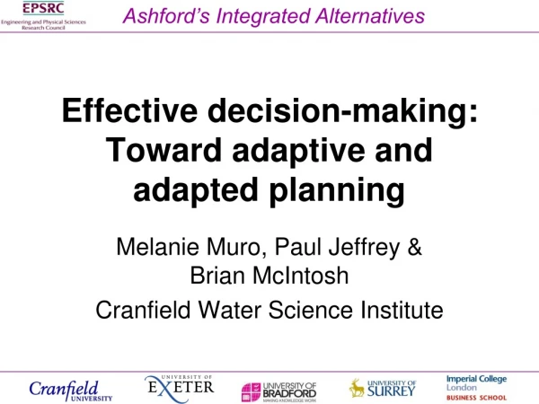 Effective decision-making: Toward adaptive and adapted planning
