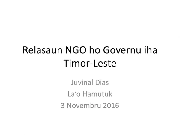 Relasaun NGO ho Governu iha Timor-Leste