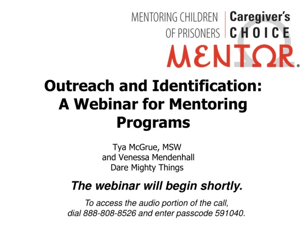 Outreach and Identification: A Webinar for Mentoring Programs