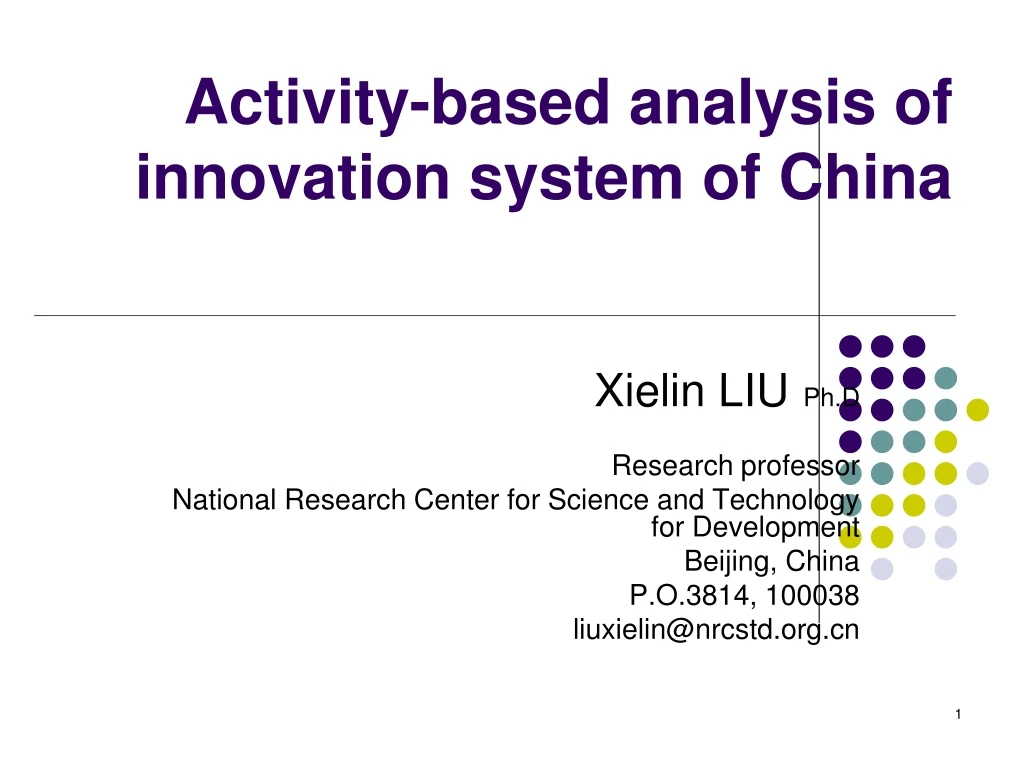 activity based analysis of innovation system of china