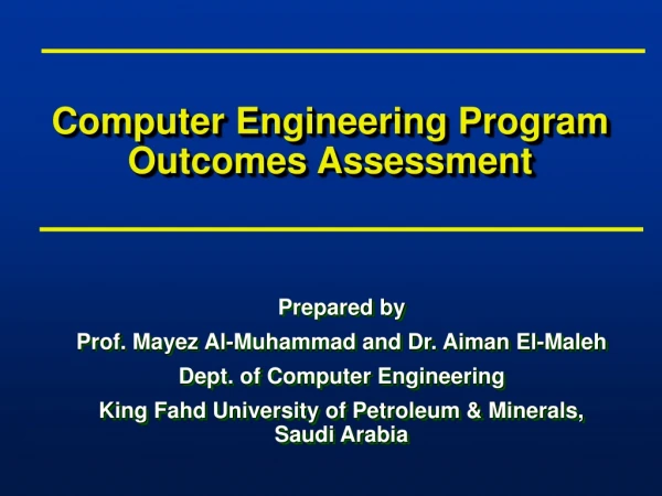 Computer Engineering Program Outcomes Assessment
