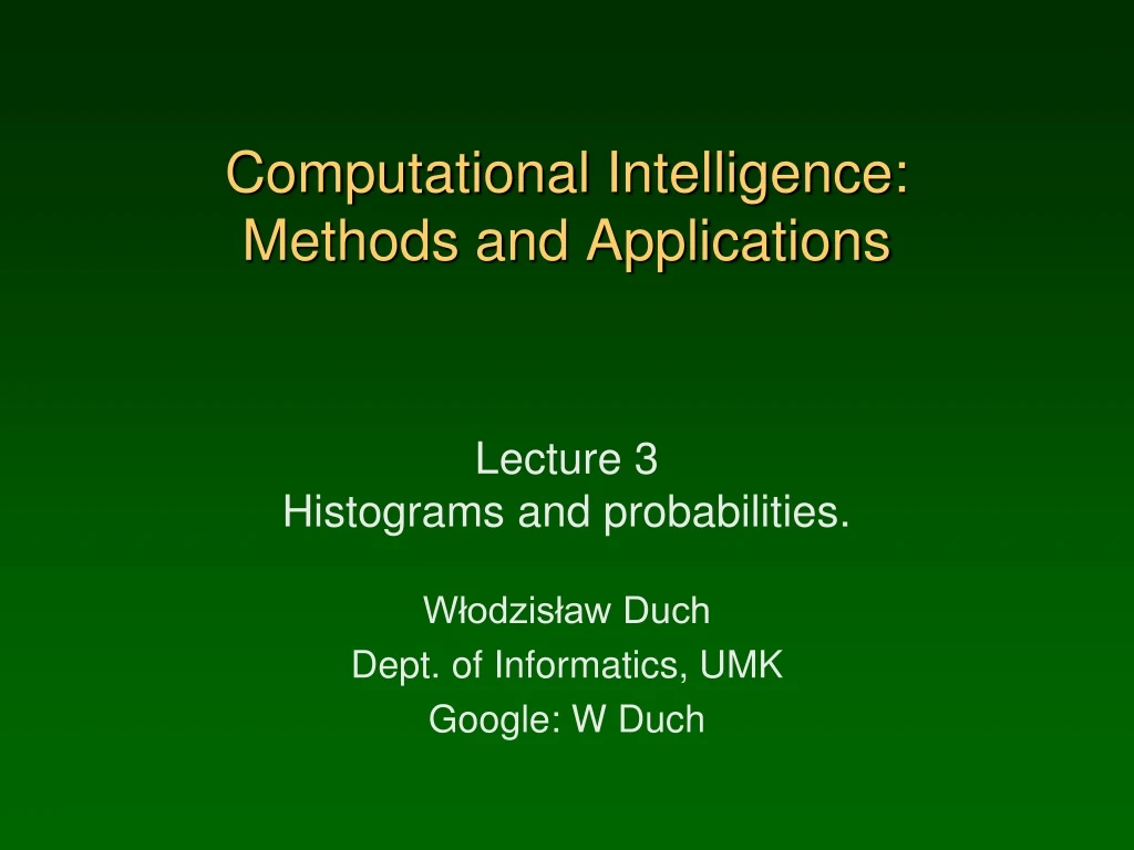 computational intelligence methods and applications