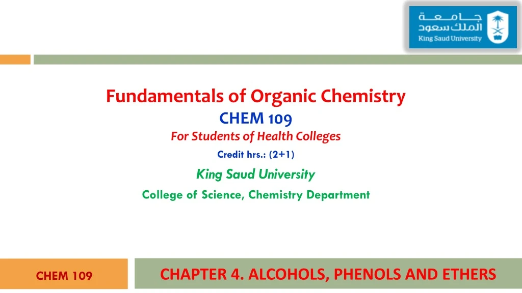 chapter 4 alcohols phenols and ethers