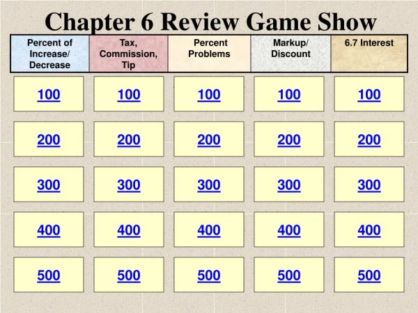 Chapter 6 Review Game Show