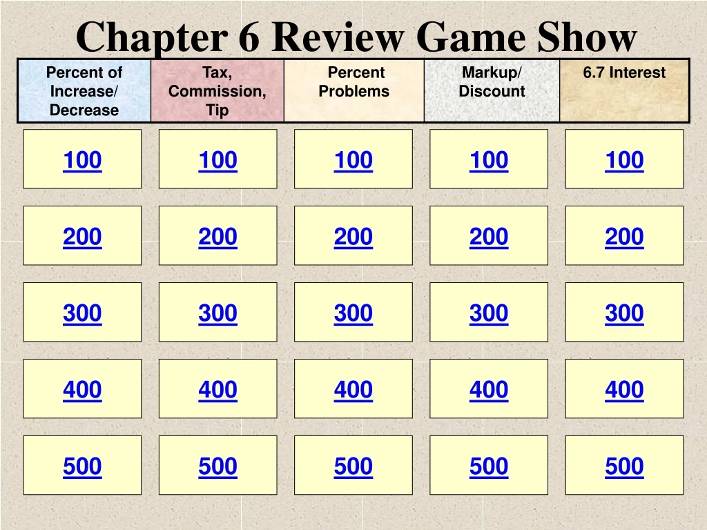 chapter 6 review game show