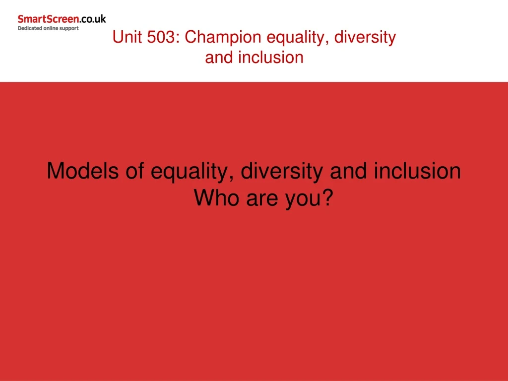 unit 503 champion equality diversity and inclusion