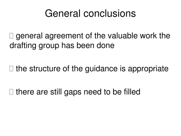 General conclusions